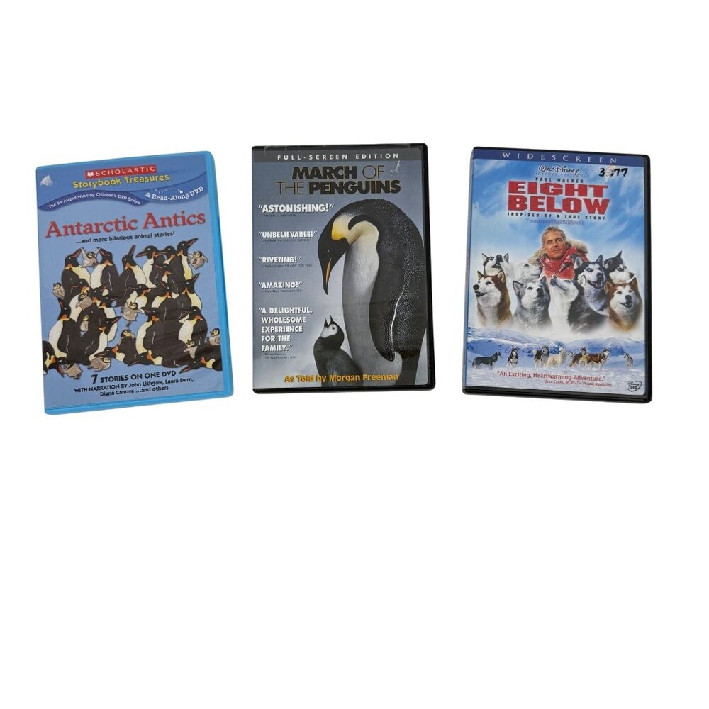 Lot of 3 Kids Family Movie DVDs Eight Below March of the Penguins Antarctic Anti